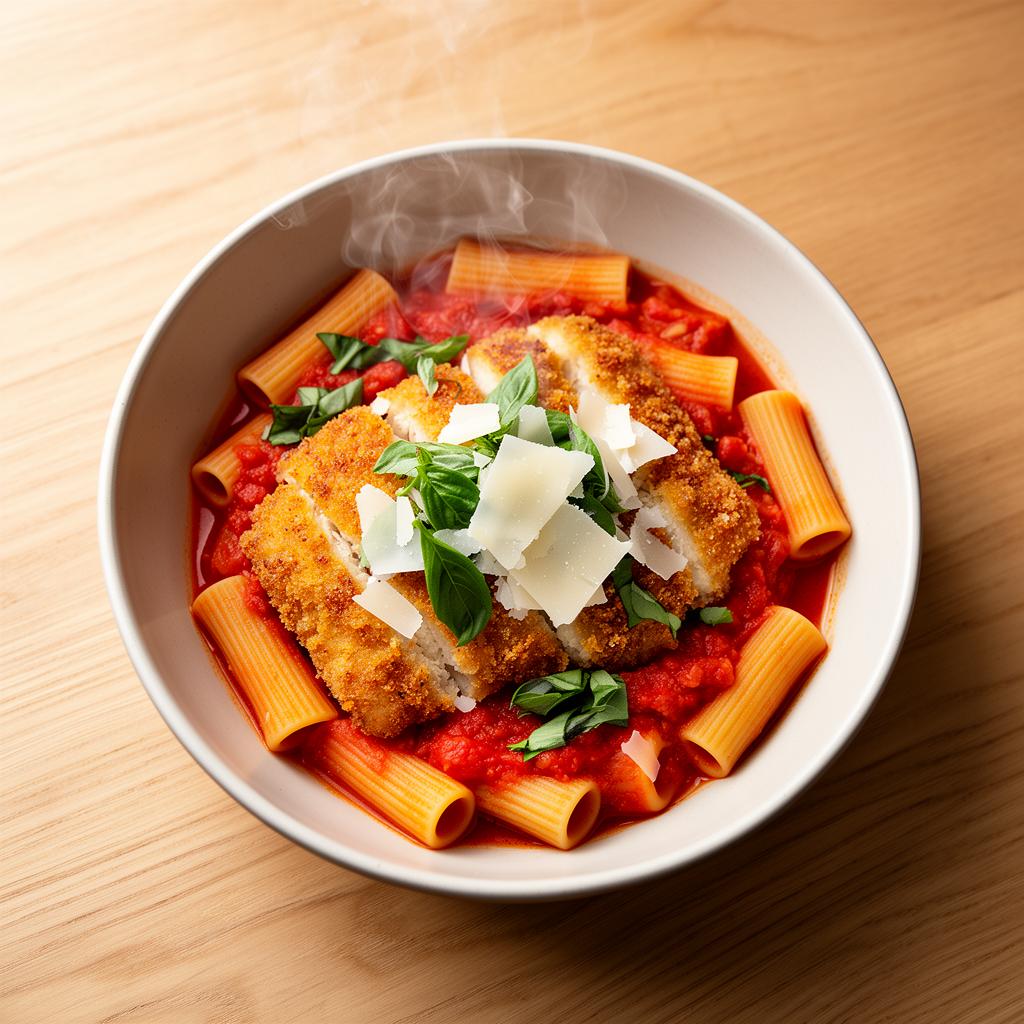 Nicola's Italian Grill chicken parmesan bowl with fresh basil