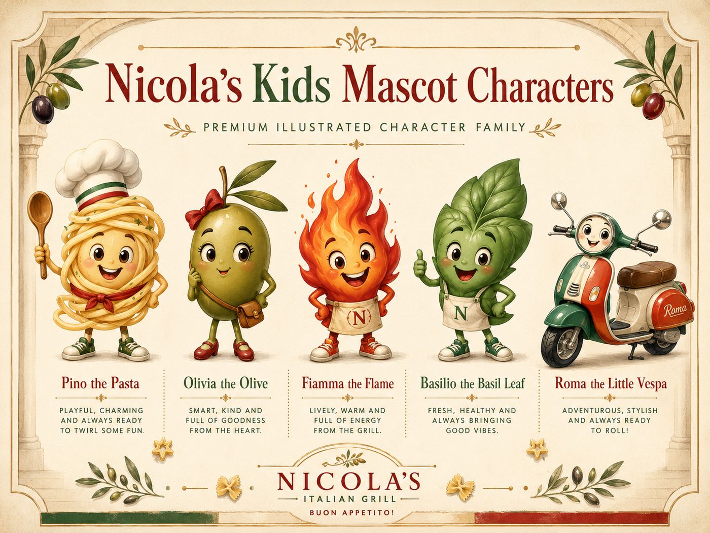 Piccoli Amori Club collection artwork showing character collectibles, passport, stickers, and reward flow